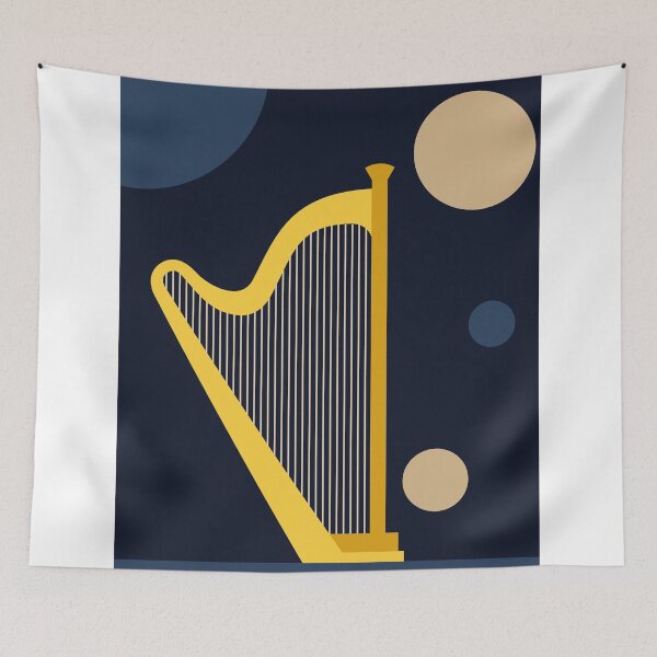 Item preview, Golden Strings | Minimalist Harp Art Print | Modern Music Art | Bauhaus Inspired Decor designed and sold by Studio pod Burom.