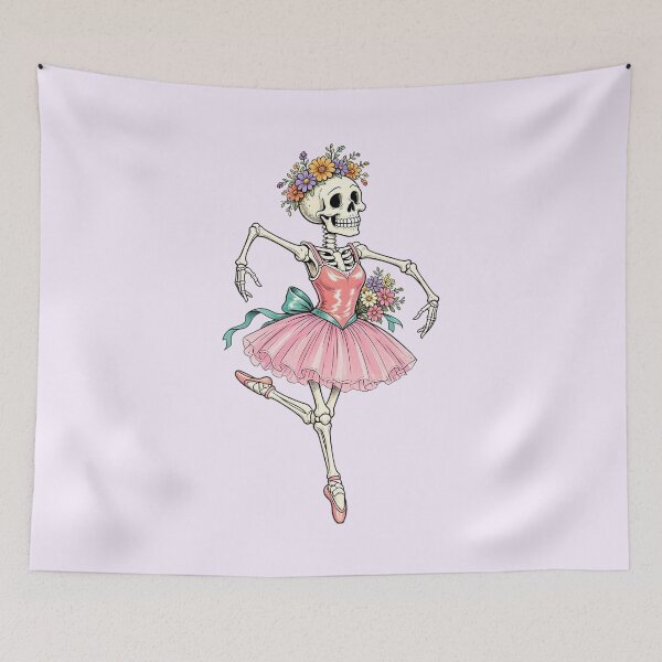 Item preview, Funny Skeleton Ballerina with Flowers – Dancing Bones designed and sold by SweetLilith.