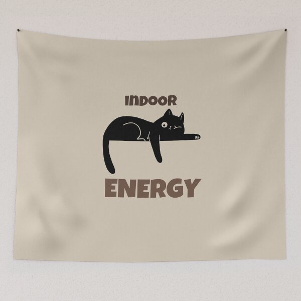 Item preview, Lazy Black Cat Retro Minimalist Design - Indoor Energy  designed and sold by No Excuses Supply.