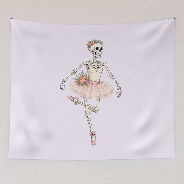 Item preview, Funny Skeleton Ballerina with Flowers – Dancing Bones designed and sold by SweetLilith.