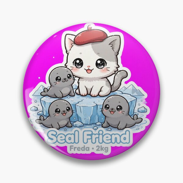 Item preview, Freda Seal Friend Alaska Sticker - Cute Kawaii Cat with Baby Seals on Ice designed and sold by MAISON SYLVIE.