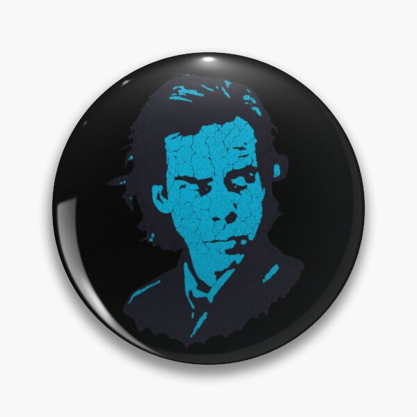 Item preview, Nick Cave Post Punk Gothic Noir Cyan Distressed Halftone Portrait designed and sold by surmind.