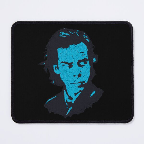 Item preview, Nick Cave Post Punk Gothic Noir Cyan Distressed Halftone Portrait designed and sold by surmind.