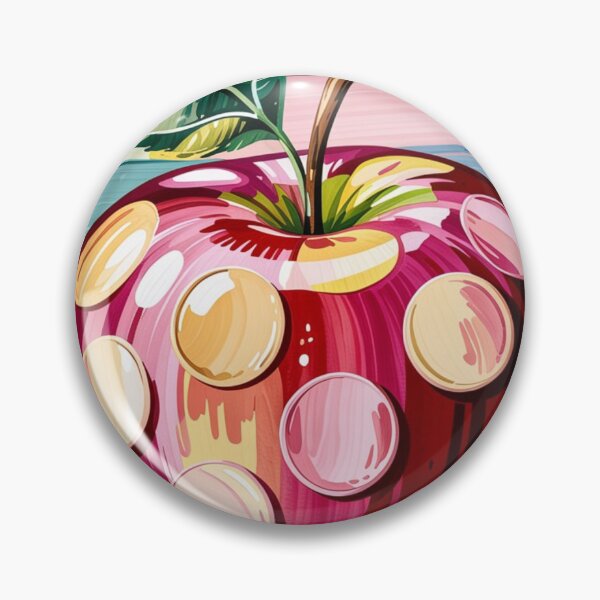 Item preview, Colorful Painted Apple in Polka Dots – Pop Art & Painterly Illustration Description designed and sold by NeonSketch Lab.