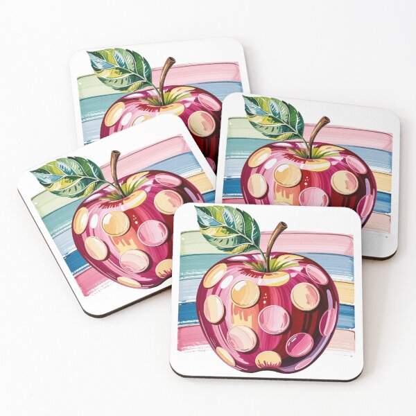 Item preview, Colorful Painted Apple in Polka Dots – Pop Art & Painterly Illustration Description designed and sold by NeonSketch Lab.