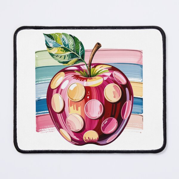 Item preview, Colorful Painted Apple in Polka Dots – Pop Art & Painterly Illustration Description designed and sold by NeonSketch Lab.