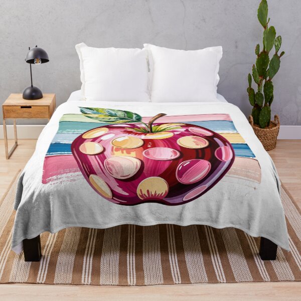 Item preview, Colorful Painted Apple in Polka Dots – Pop Art & Painterly Illustration Description designed and sold by NeonSketch Lab.
