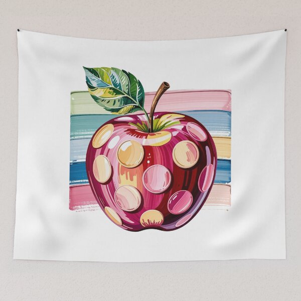 Item preview, Colorful Painted Apple in Polka Dots – Pop Art & Painterly Illustration Description designed and sold by NeonSketch Lab.