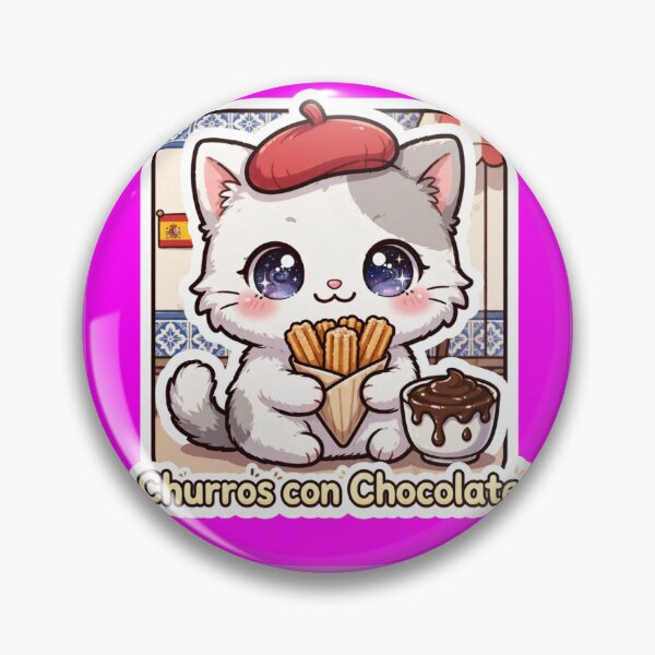 Item preview, Churros con Chocolate Cat Sticker - Cute Kawaii Kitten with Churros and Chocolate designed and sold by MAISON SYLVIE.