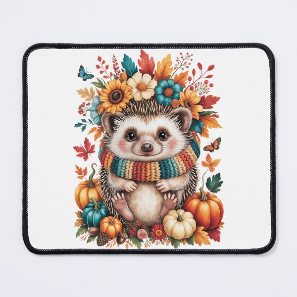 Item preview, Hedgehog with Autumn Flowers designed and sold by jkrphoto.