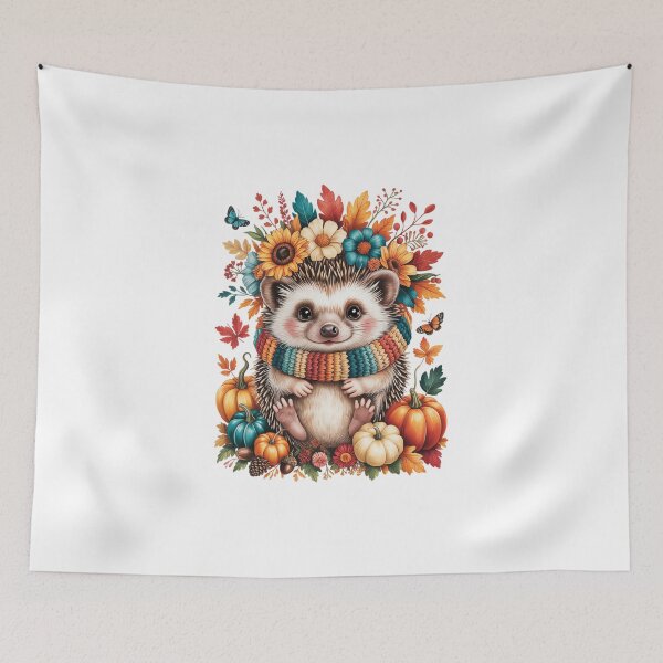Item preview, Hedgehog with Autumn Flowers designed and sold by jkrphoto.
