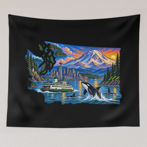 Item preview, Washington State PNW – Mount Rainier Ferry Orca Seattle designed and sold by getpressedshirt.