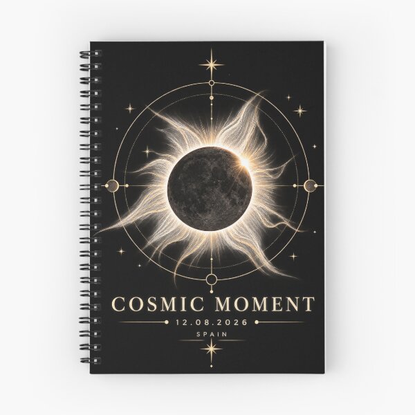 Item preview, Cosmic Moment Spain 2026 – Elegant Total Solar Eclipse Astronomy designed and sold by ChicClicker.