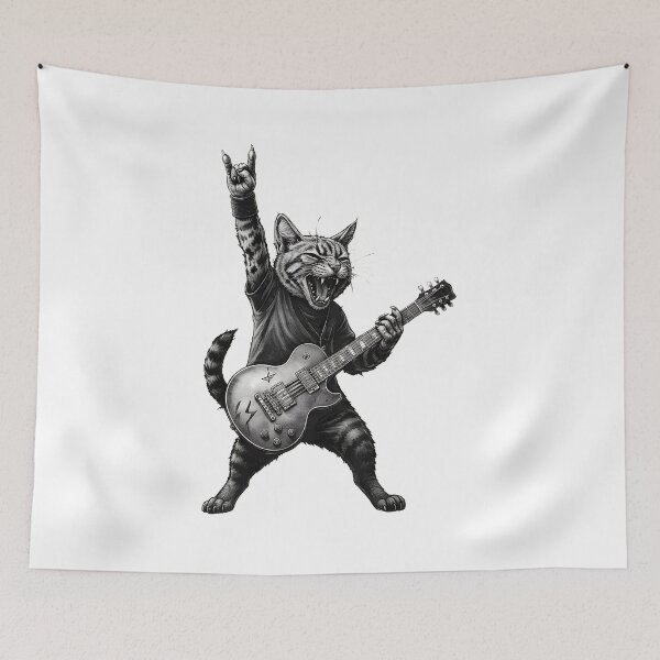 Item preview, Rockstar Cat Electric Guitar Hand Gesture designed and sold by Dmo3HarkoArt.