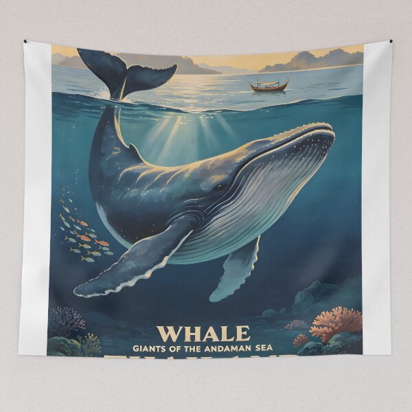 Item preview, Whale - Andaman Coral Paradise – Vintage Marine Poster designed and sold by Spirit of Siam.