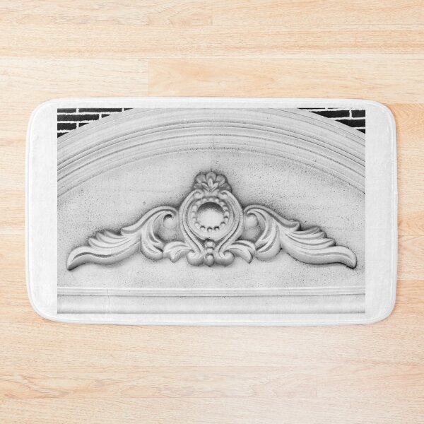 Item preview, Ornamental Architectural Plaster Relief on Classical Facade Pediment in Black and White Closeup designed and sold by Nmallia.