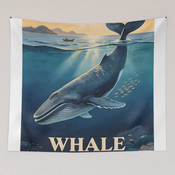 Item preview, Whale - Andaman Coral Paradise – Vintage Marine Poster designed and sold by Spirit of Siam.