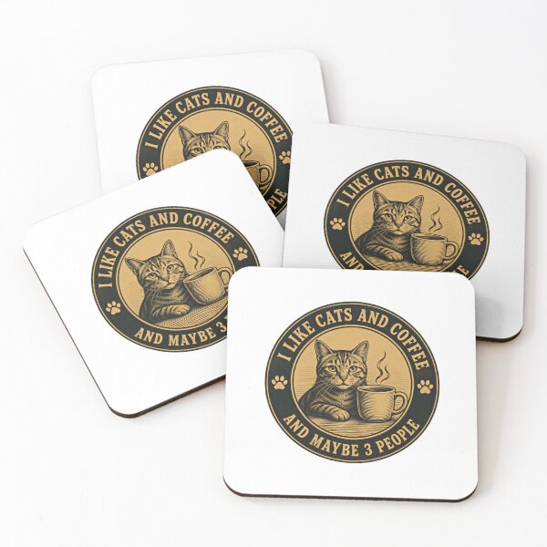 Item preview, I Like Cats And Coffee And Maybe 3 People Funny Cat Lover Introvert Coffee Drinker designed and sold by RetroMini2026.