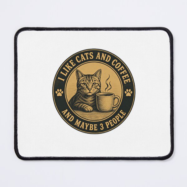 Item preview, I Like Cats And Coffee And Maybe 3 People Funny Cat Lover Introvert Coffee Drinker designed and sold by RetroMini2026.
