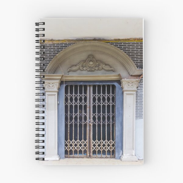 Item preview, Ornate Arched Entrance With Vintage Metal Security Gate And Decorative Classical Columned Facade designed and sold by Nmallia.