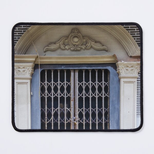 Item preview, Ornate Arched Entrance With Vintage Metal Security Gate And Decorative Classical Columned Facade designed and sold by Nmallia.