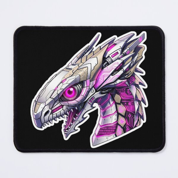 Item preview, White Mecha Cyber Dragon Magenta Neon Code Sticker designed and sold by bug4j_DragonLab.