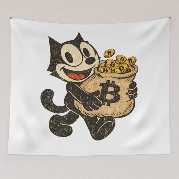 Item preview, VINTAGE CAT WITH A BAG FULL OF BITCOIN designed and sold by infinitearte.