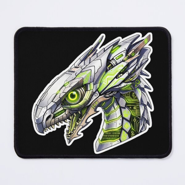 Item preview, White Mecha Cyber Dragon Acid Green Code Sticker designed and sold by bug4j_DragonLab.