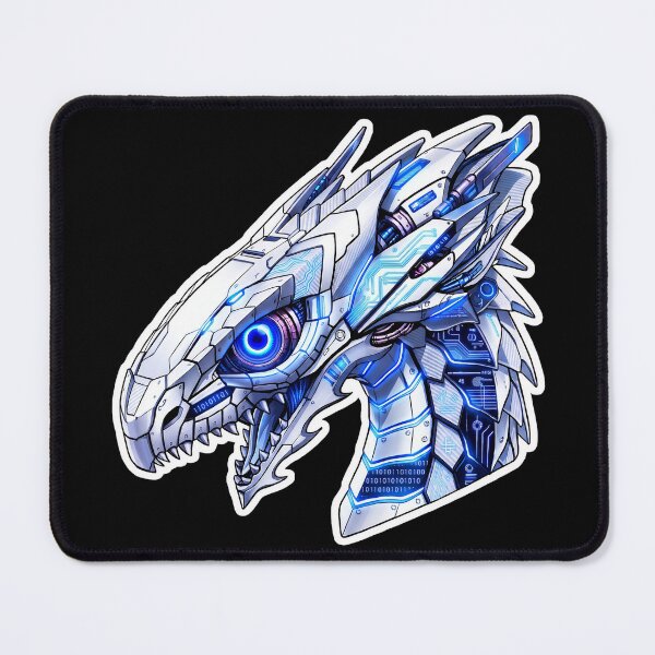 Item preview, White Mecha Cyber Dragon Blue Neon Code Sticker designed and sold by bug4j_DragonLab.