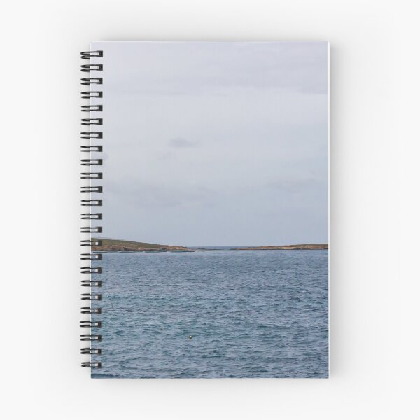 Item preview, Calm Ocean Seascape With Distant Island Lighthouse on Rocky Coastal Horizon Under Overcast Sky designed and sold by Nmallia.
