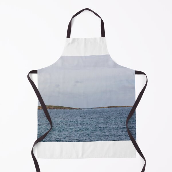 Item preview, Calm Ocean Seascape With Distant Island Lighthouse on Rocky Coastal Horizon Under Overcast Sky designed and sold by Nmallia.