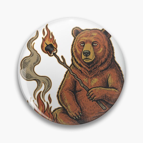 Item preview, Stay Positive Deadpan Bear Campfire Vintage Woodcut T-Shirt Design designed and sold by KIDEnia.
