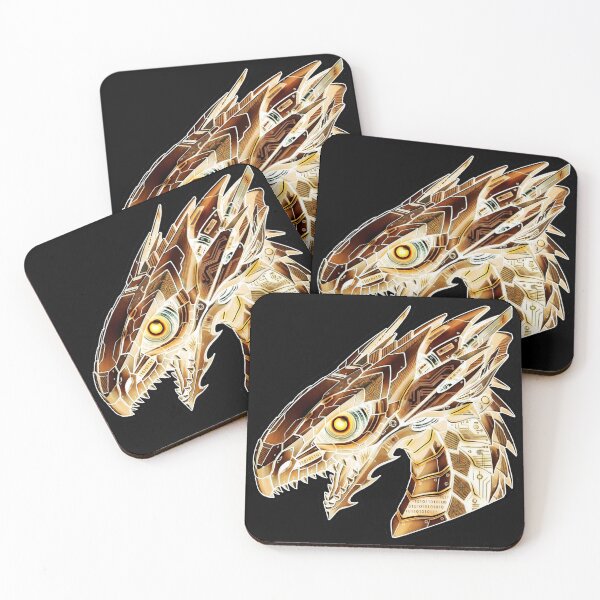 Item preview, Amber Gold Cyber Mecha Dragon Steampunk Code Sticker designed and sold by bug4j_DragonLab.