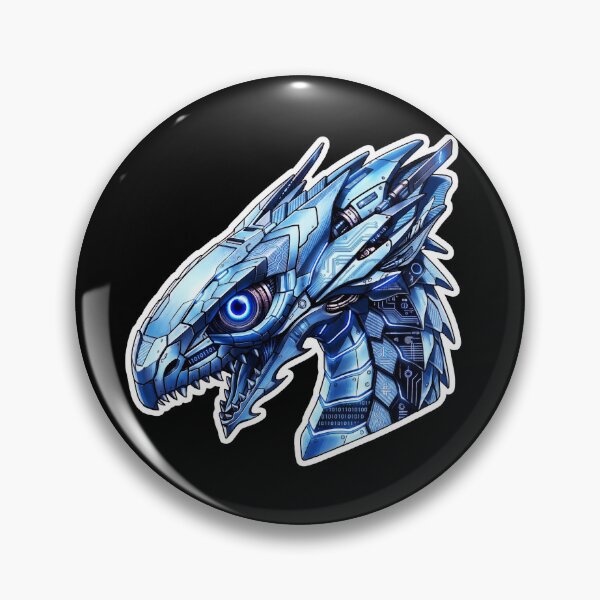 Item preview, Frostbyte Cyber Mecha Dragon Ice Blue Code Sticker designed and sold by bug4j_DragonLab.