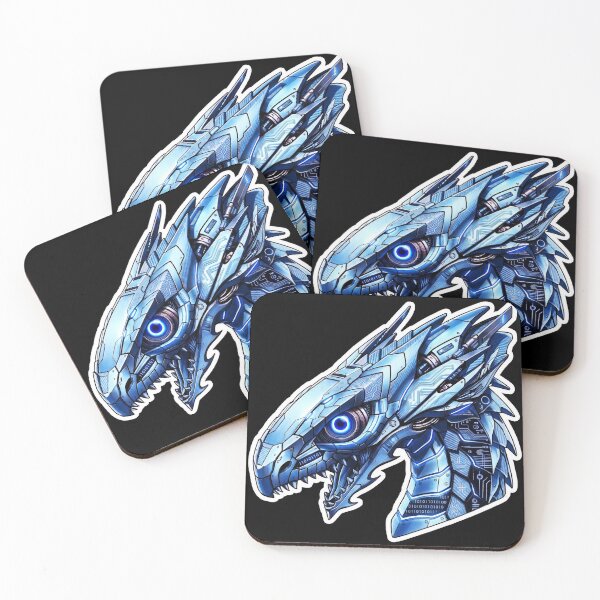 Item preview, Frostbyte Cyber Mecha Dragon Ice Blue Code Sticker designed and sold by bug4j_DragonLab.