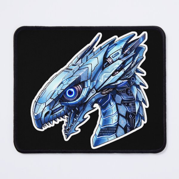 Item preview, Frostbyte Cyber Mecha Dragon Ice Blue Code Sticker designed and sold by bug4j_DragonLab.