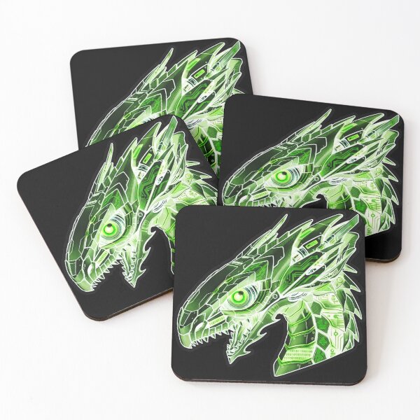 Item preview, Acid Green Mecha Cyber Dragon Head Binary Code Sticker designed and sold by bug4j_DragonLab.