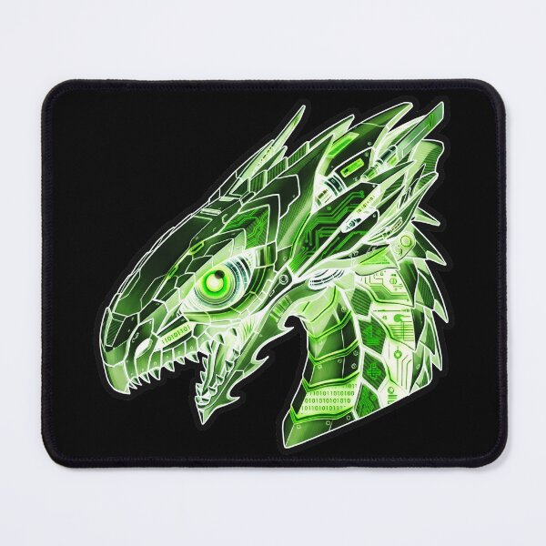 Item preview, Acid Green Mecha Cyber Dragon Head Binary Code Sticker designed and sold by bug4j_DragonLab.