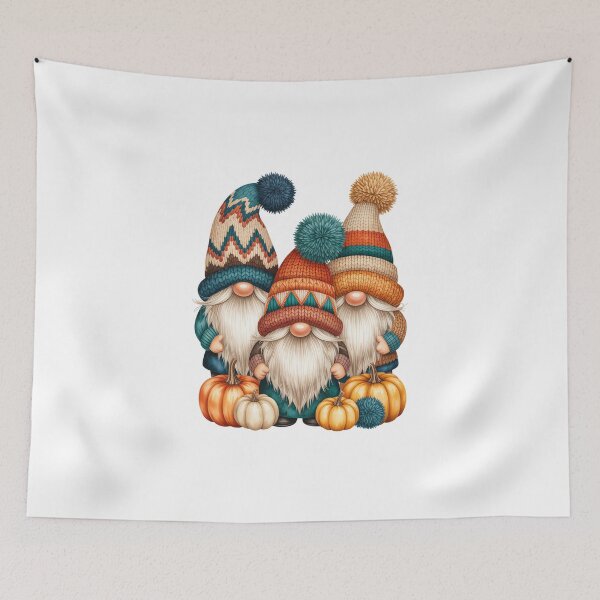 Item preview, Gnomes with Pompom Hats and Pumpkins designed and sold by jkrphoto.
