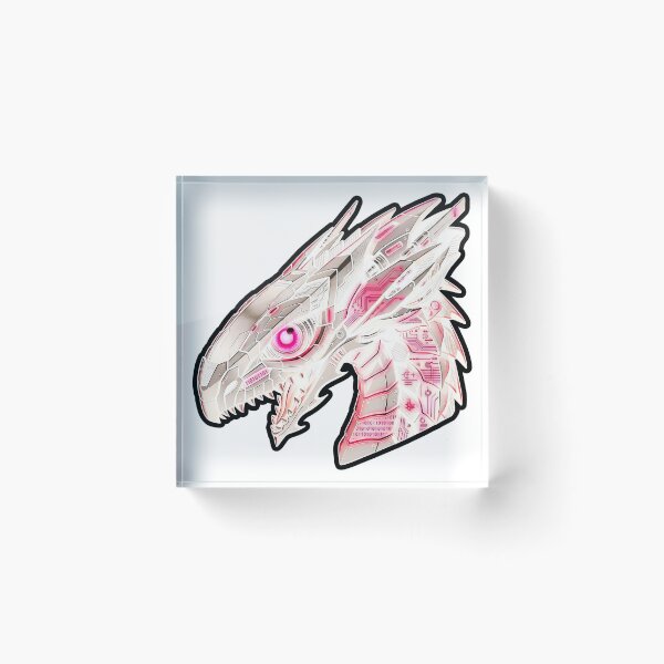 Item preview, White Mecha Cyber Dragon Hot Pink Binary Code Sticker designed and sold by bug4j_DragonLab.