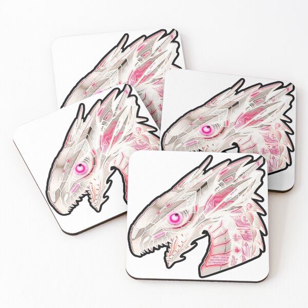 Item preview, White Mecha Cyber Dragon Hot Pink Binary Code Sticker designed and sold by bug4j_DragonLab.