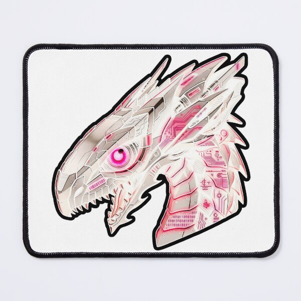 Item preview, White Mecha Cyber Dragon Hot Pink Binary Code Sticker designed and sold by bug4j_DragonLab.