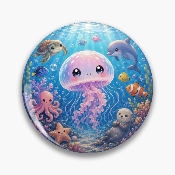 Item preview, Cute Kawaii Jellyfish -- Underwater Ocean Friends designed and sold by creativebymateo.