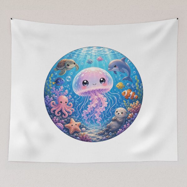 Item preview, Cute Kawaii Jellyfish -- Underwater Ocean Friends designed and sold by creativebymateo.