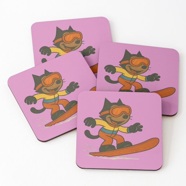 Item preview, VINTAGE CAT ON THE SLOPE ALL TANNED WITH A SNOWBOARD designed and sold by infinitearte.