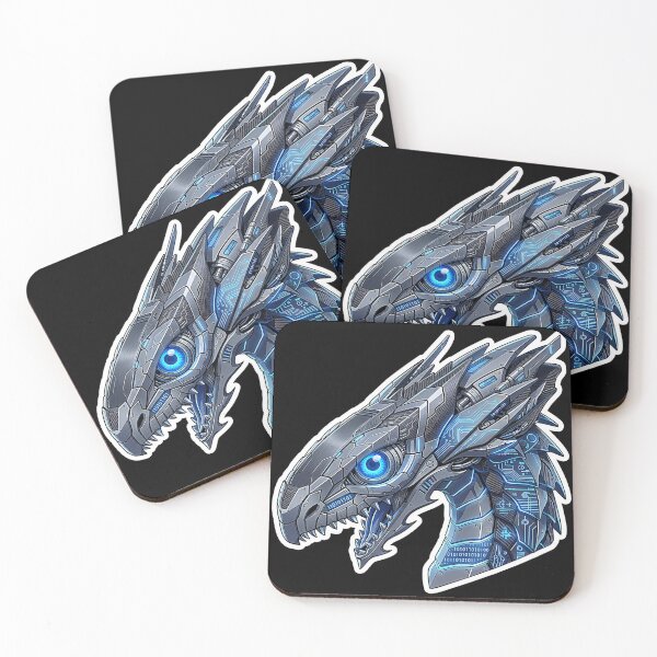 Item preview, Binary Cyber Mecha Dragon Head Sci-Fi Code Sticker designed and sold by bug4j_DragonLab.