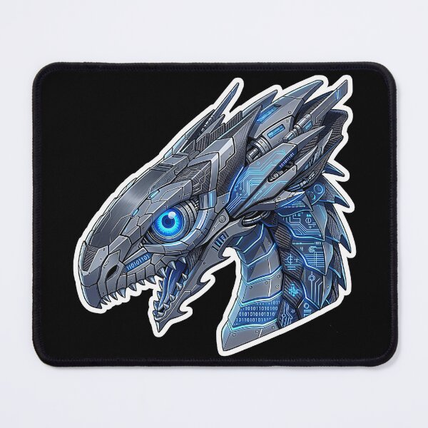 Item preview, Binary Cyber Mecha Dragon Head Sci-Fi Code Sticker designed and sold by bug4j_DragonLab.