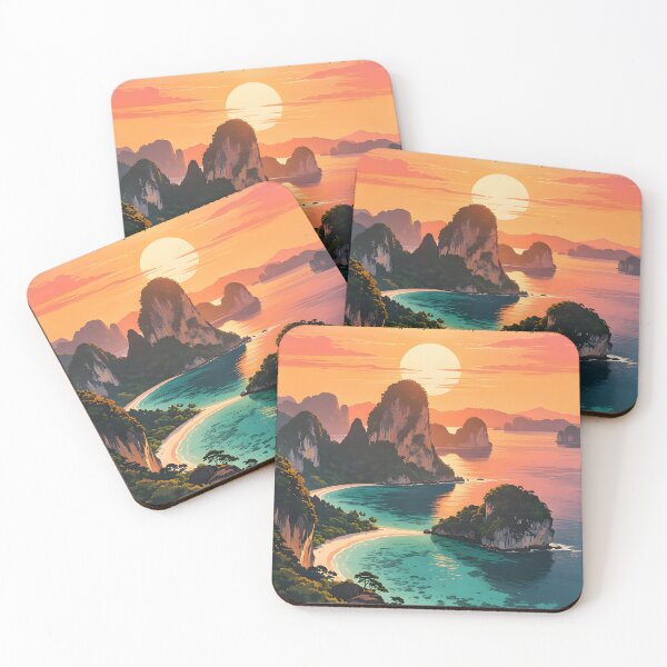 Item preview, ANG THONG MARINE PARK – Retro Sunset Poster designed and sold by Spirit of Siam.