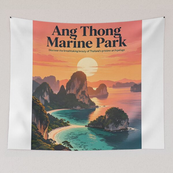 Item preview, ANG THONG MARINE PARK – Retro Sunset Poster designed and sold by Spirit of Siam.