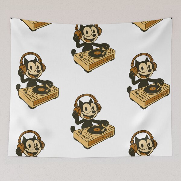 Item preview, VINTAGE CAT DJ VINTAGE WITH AUDIO HEADPHONES designed and sold by infinitearte.